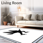 Black Skating Swan With Skates Border Rug