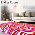 Crimson Pink Swirl Organic Forms Rug
