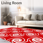 Crimson Swirl Curlicue Abstract Rug