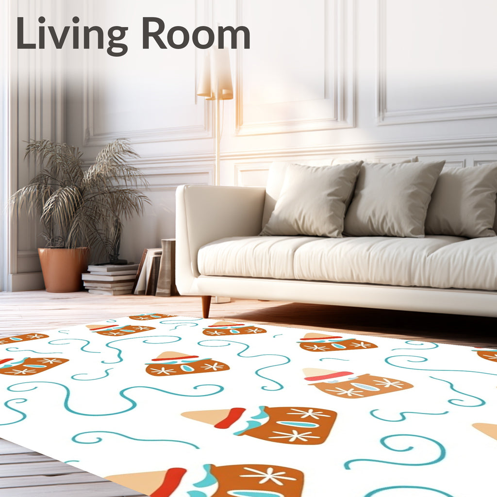 Brownhouses with Snowflakes and Swirls Rug