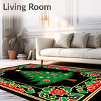 Festive Red Green Star Christmas Tree Rug