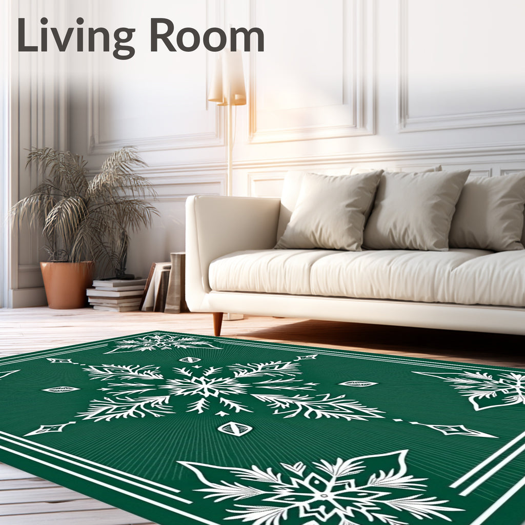 Emerald Green Snowflake Radiating Brilliance Rug