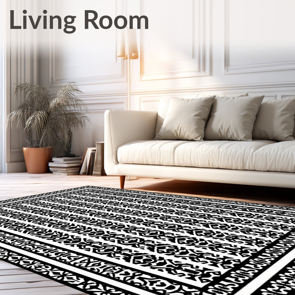 Monochromatic Bold Ethnic Stripe Rug