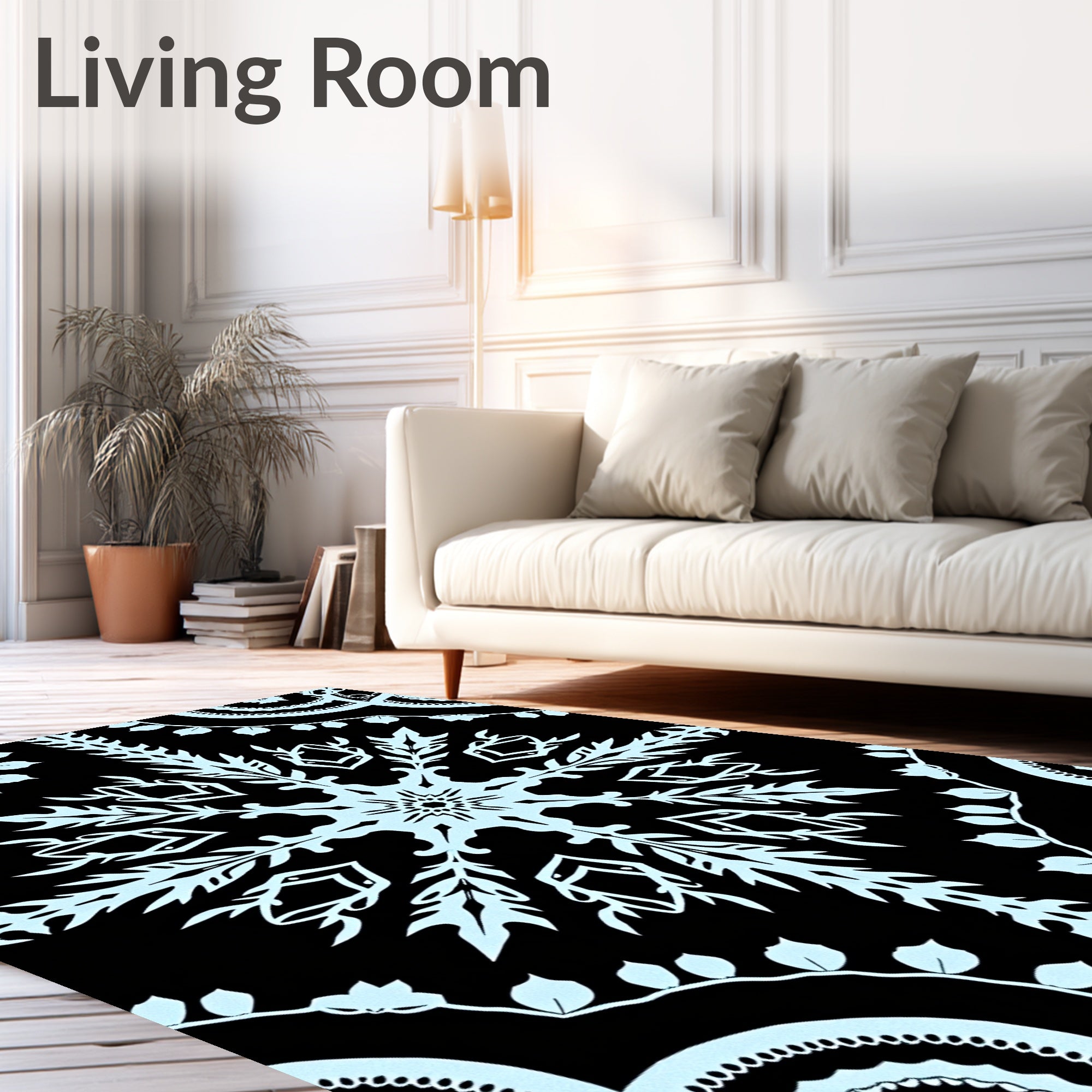 Sky Blue Snow Flake Mandala Rug