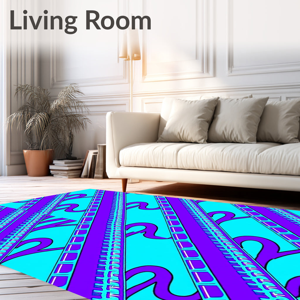 Electric Purple Diagonal Ribbons Rug