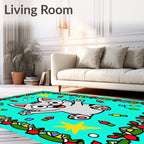 Happy Cat Holiday Lights Rug