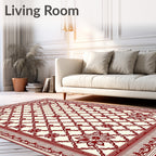 Crimson Floral Lattice Border Rug