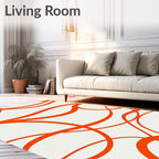 Vibrant Orange Swirl Abstract Rug