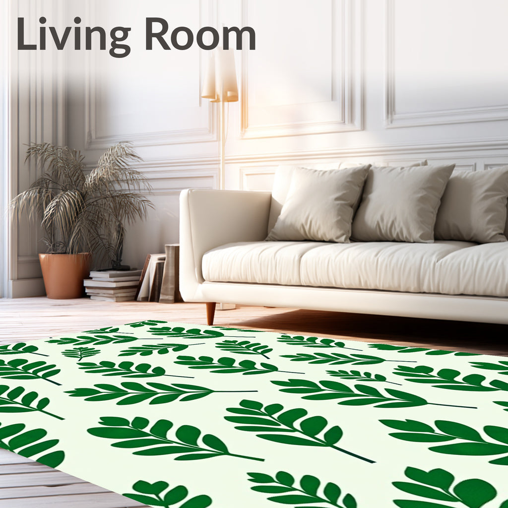 Emerald Green Leafy Scatter Rug