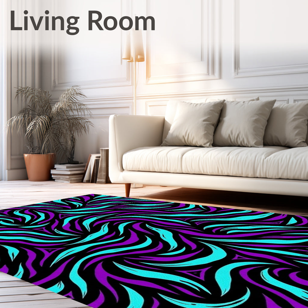 Vibrant Purple Turquoise Swirl Rug