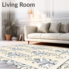 Ivory Light Gray Floral Scroll Rug