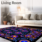 Bold Blue Sunburst Mandala Rug