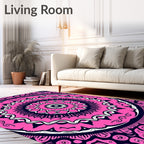 Vibrant Pink Starburst Mandala Rug