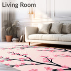 Pink Blossom Cherry Branches Art Rug