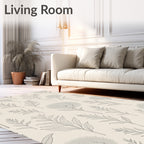 Botanical Line Art Floral Cream Rug