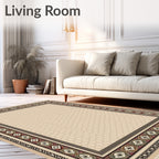 Cream Bordered Medallion Geometric Rug