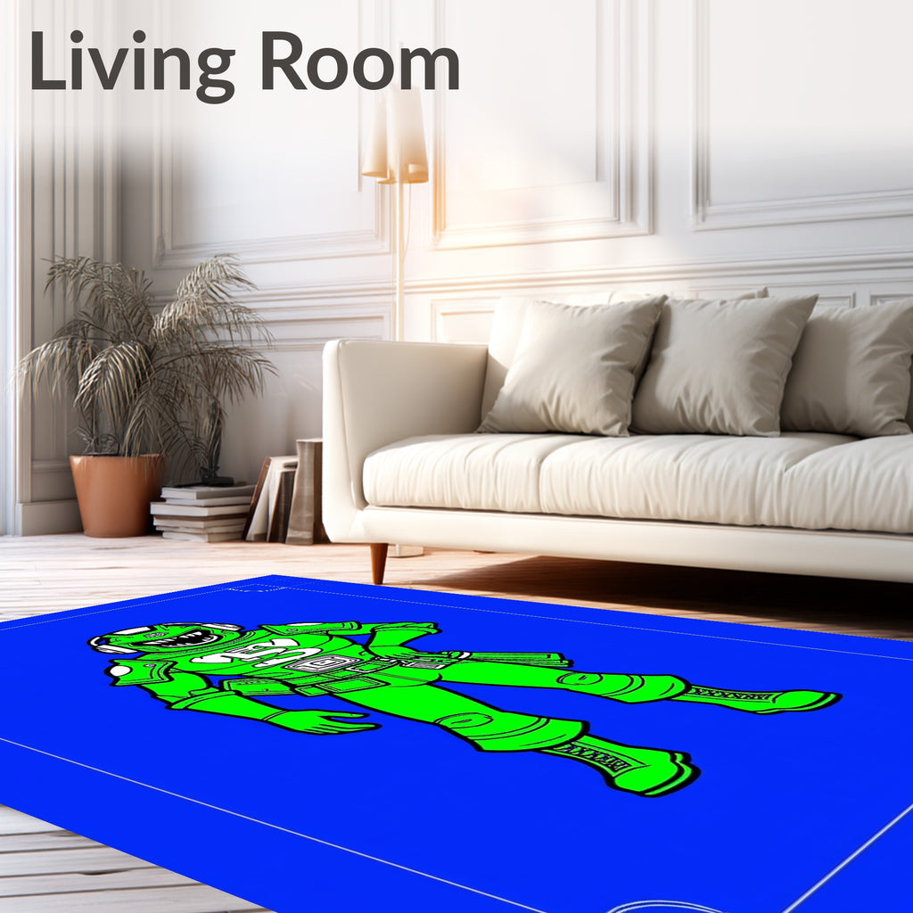 Vibrant Green Cybernetic Warrior Rug
