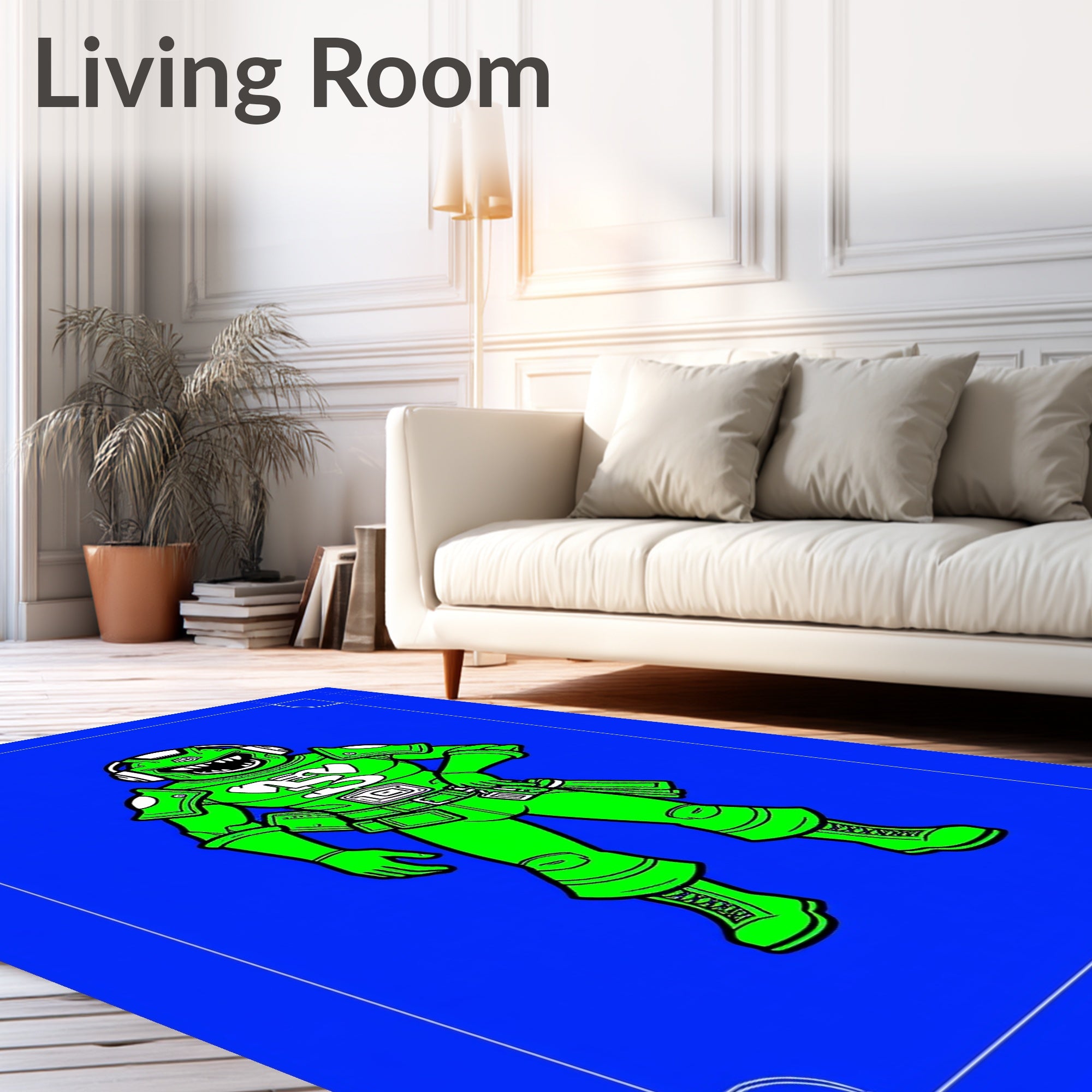 Vibrant Green Cybernetic Warrior Rug