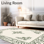Antique Green Scrollwork Border Rug