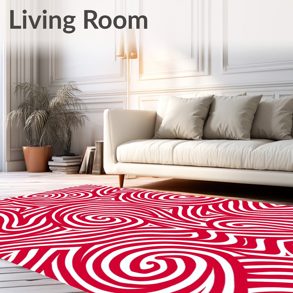 Crimson Curve Abstract Rug