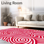Crimson Curve Abstract Rug
