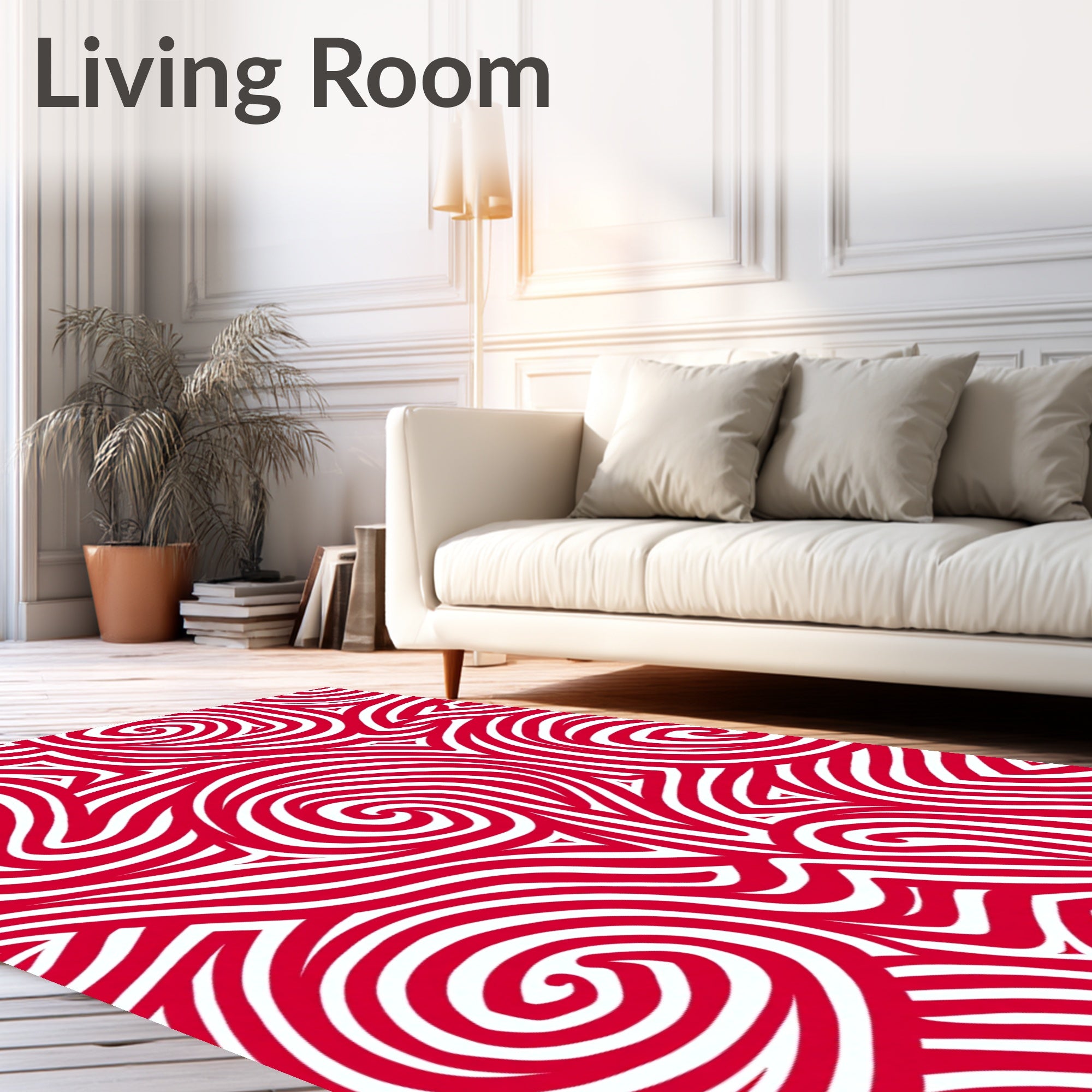 Crimson Curve Abstract Rug
