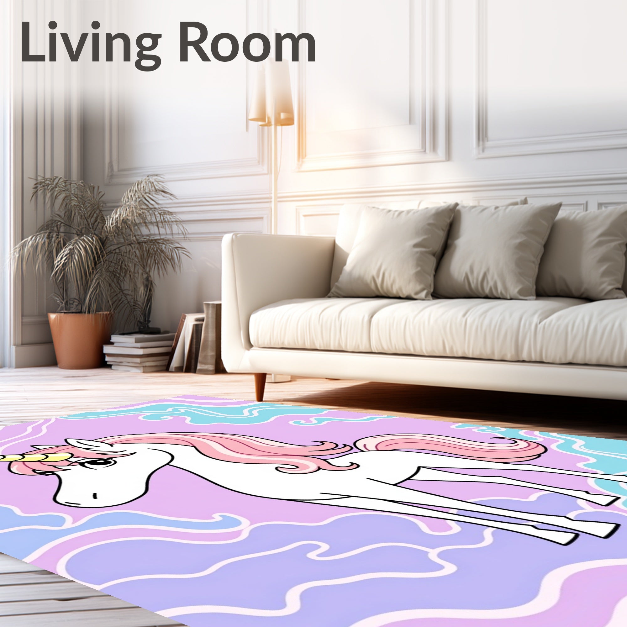 Pastel Pink Unicorn Swirls Rug