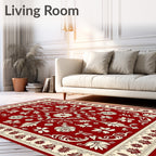 Rich Red Ornate Floral Vine Rug