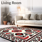 Bold Red Floral Starburst Medallion Rug