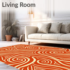 Crimson Swirl Scroll Tribal Rug