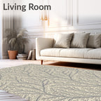 Neutral Beige Organic Branching Vines Rug