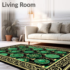 Emerald Green Ornamental Bauble Border Rug