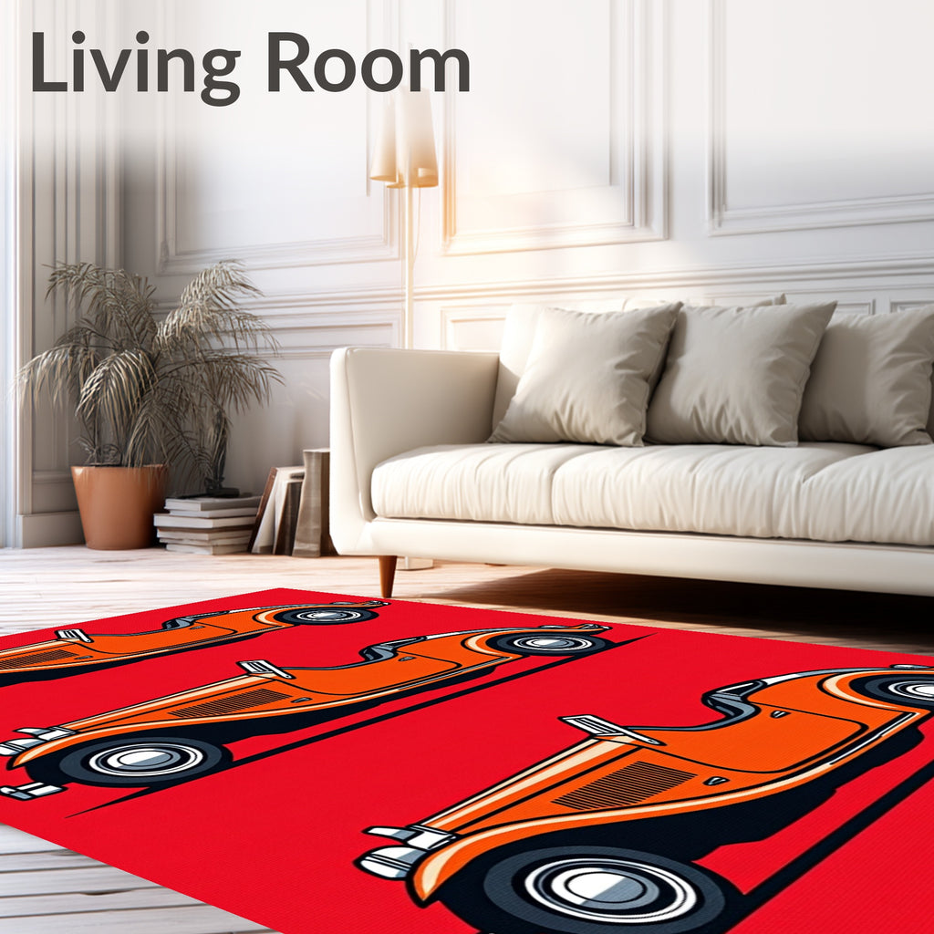 Orange Vintage Roadster Trio Rug