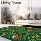 Orange Tractor Green Floral Meadow Rug