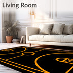 Orange Geometric Basketball Court Lines Rug