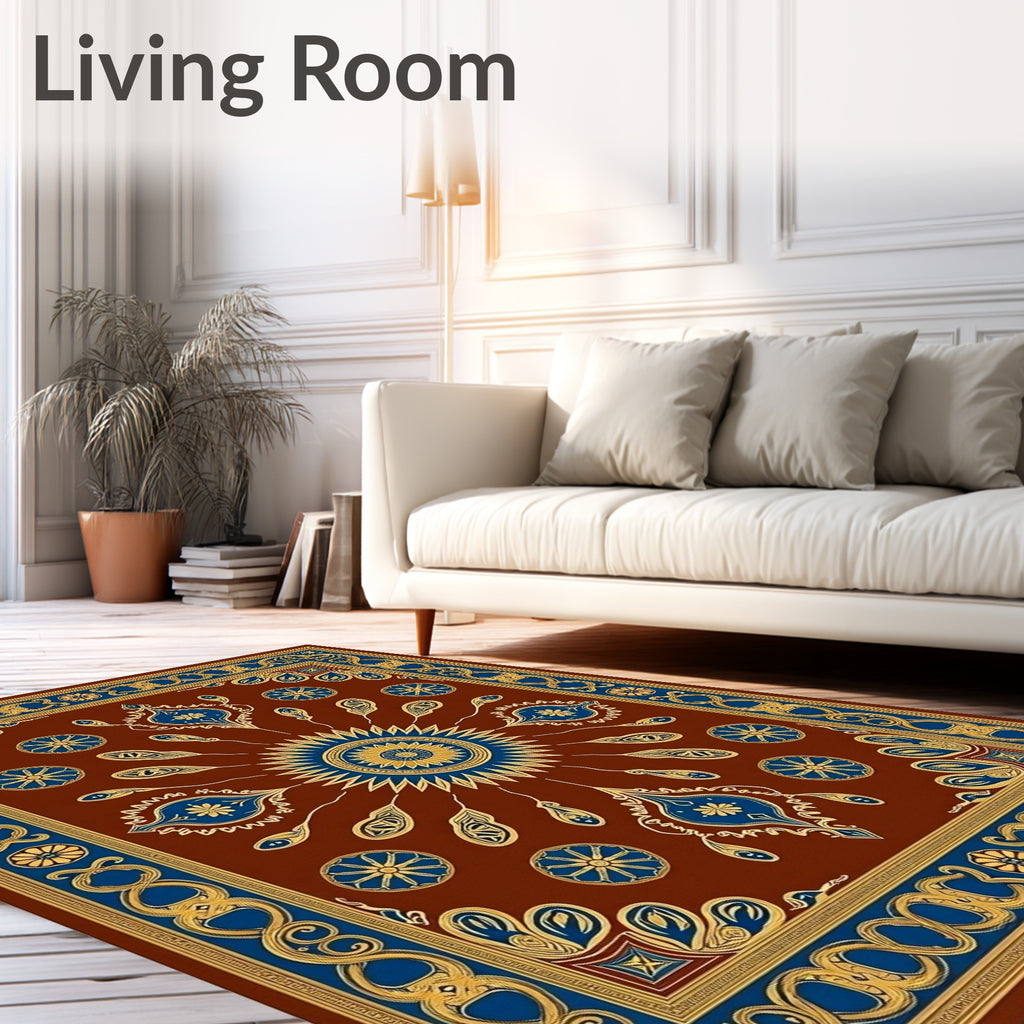 Rich Crimson Royal Sunburst Medallion Rug