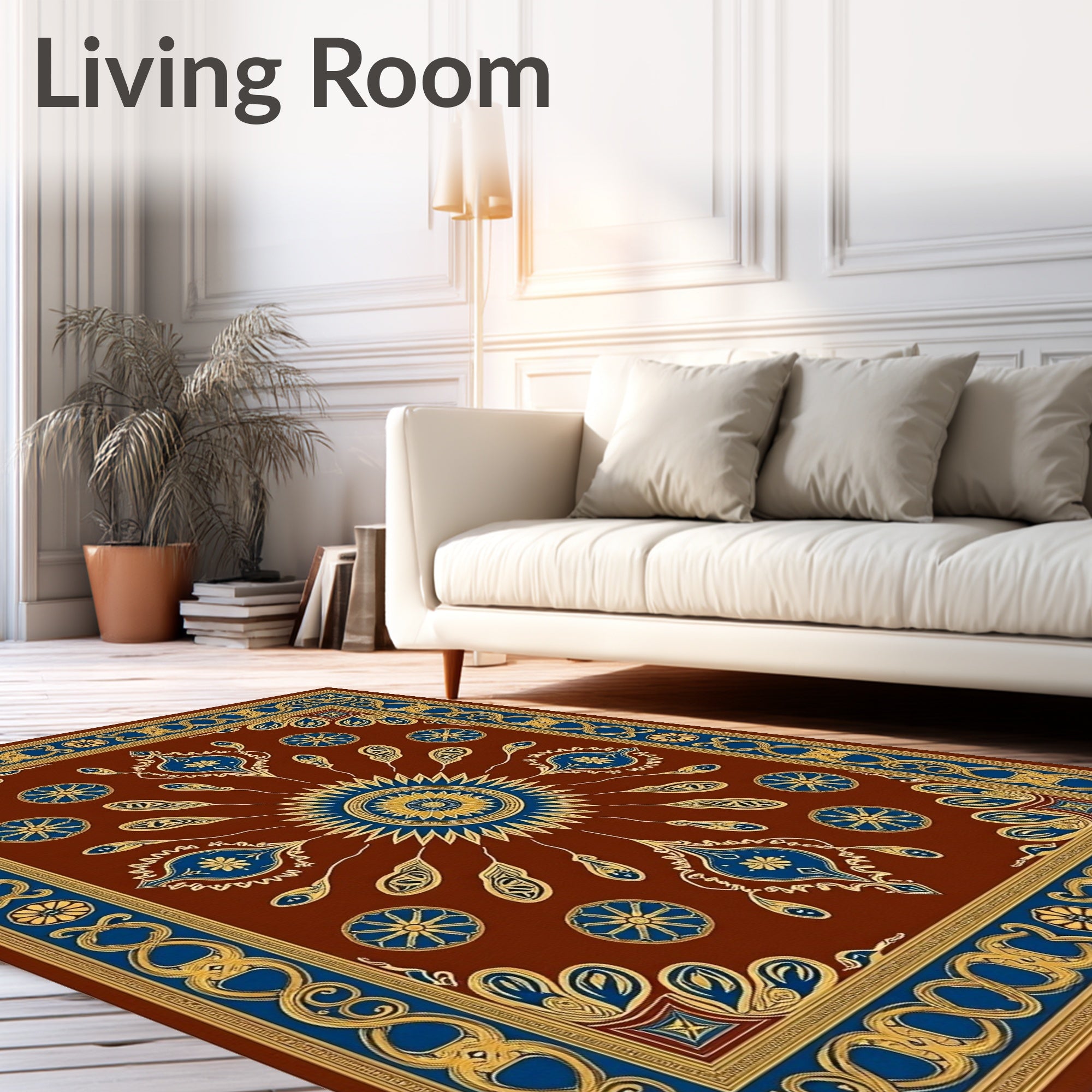 Rich Crimson Royal Sunburst Medallion Rug