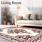 Crimson Floral Medallion Bordered Rug