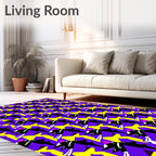 Bold Black Yellow Abstract Creatures Rug