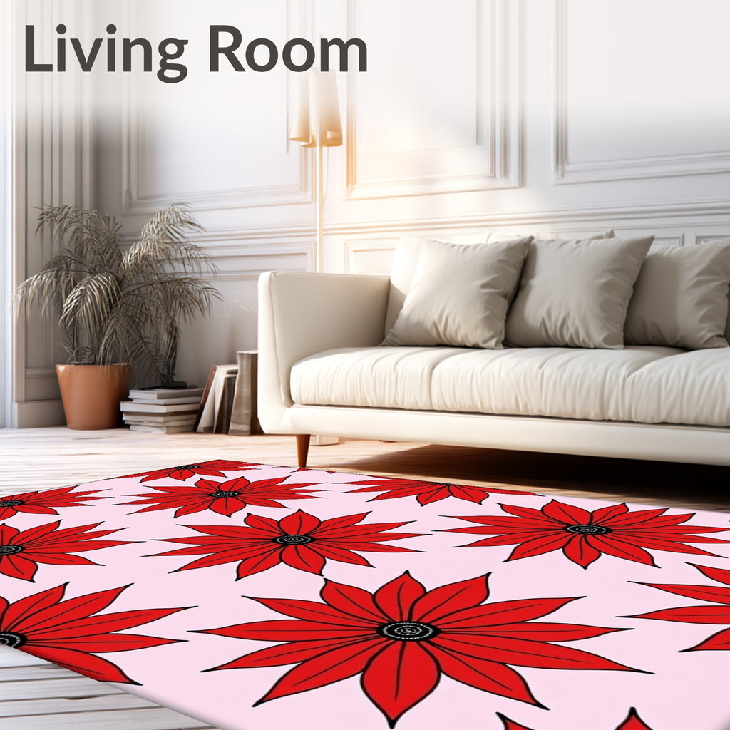Bold Red Daisy Garden Rug