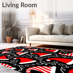 Red Merry Santa Hat Stripes Rug