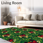 Deep Emerald Lush Floral Garland Rug