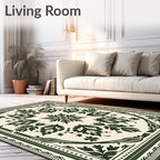 Emerald Leaves Ornate Centerpiece Rug