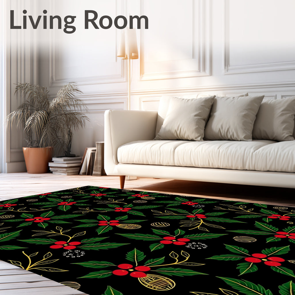 Emerald Holly Berry Christmas Garland Rug
