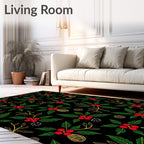 Emerald Holly Berry Christmas Garland Rug