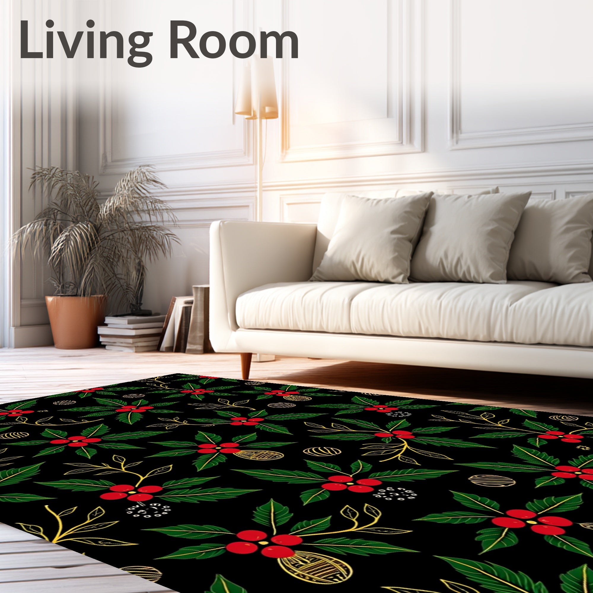 Emerald Holly Berry Christmas Garland Rug