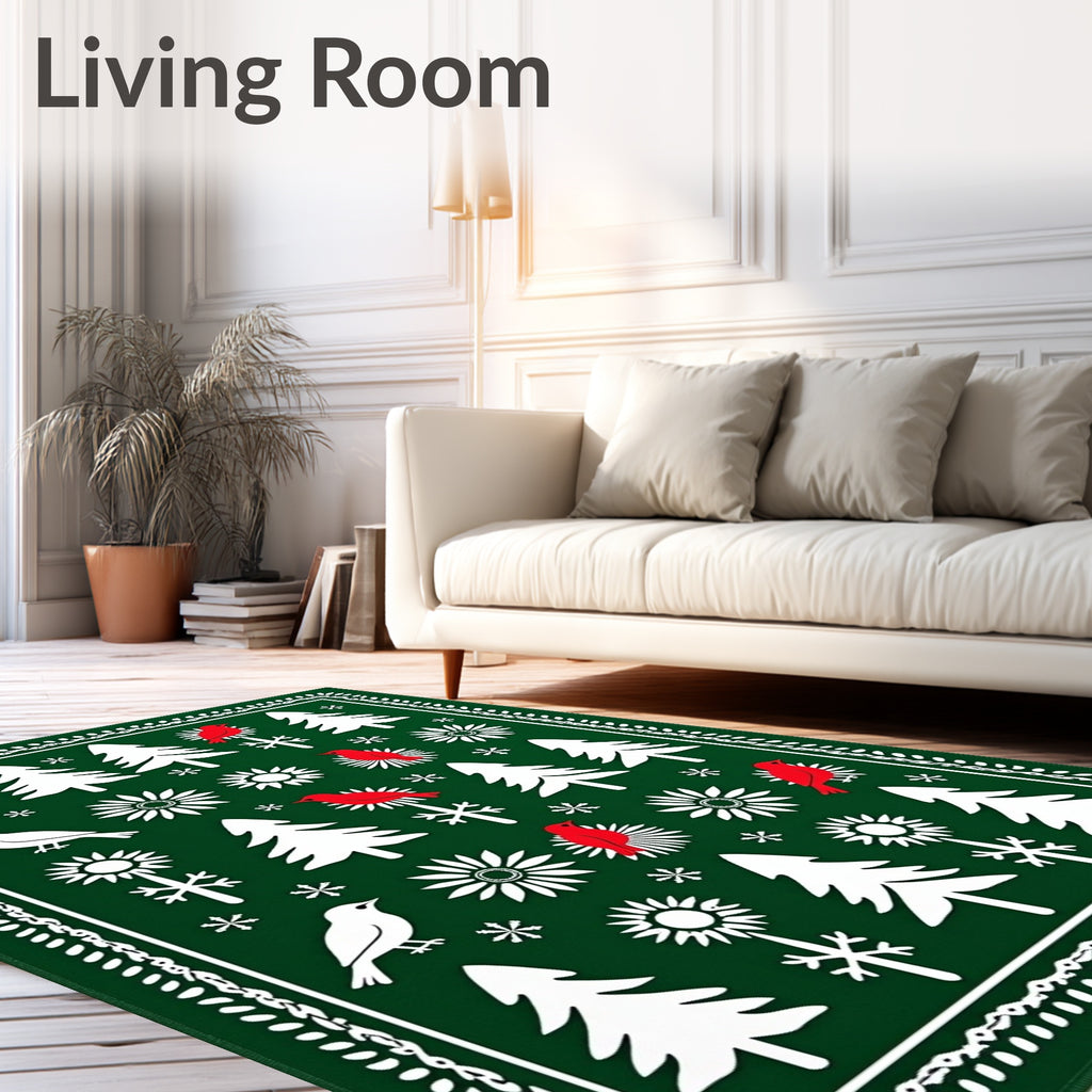 Emerald Forest Birds and Trees Rug