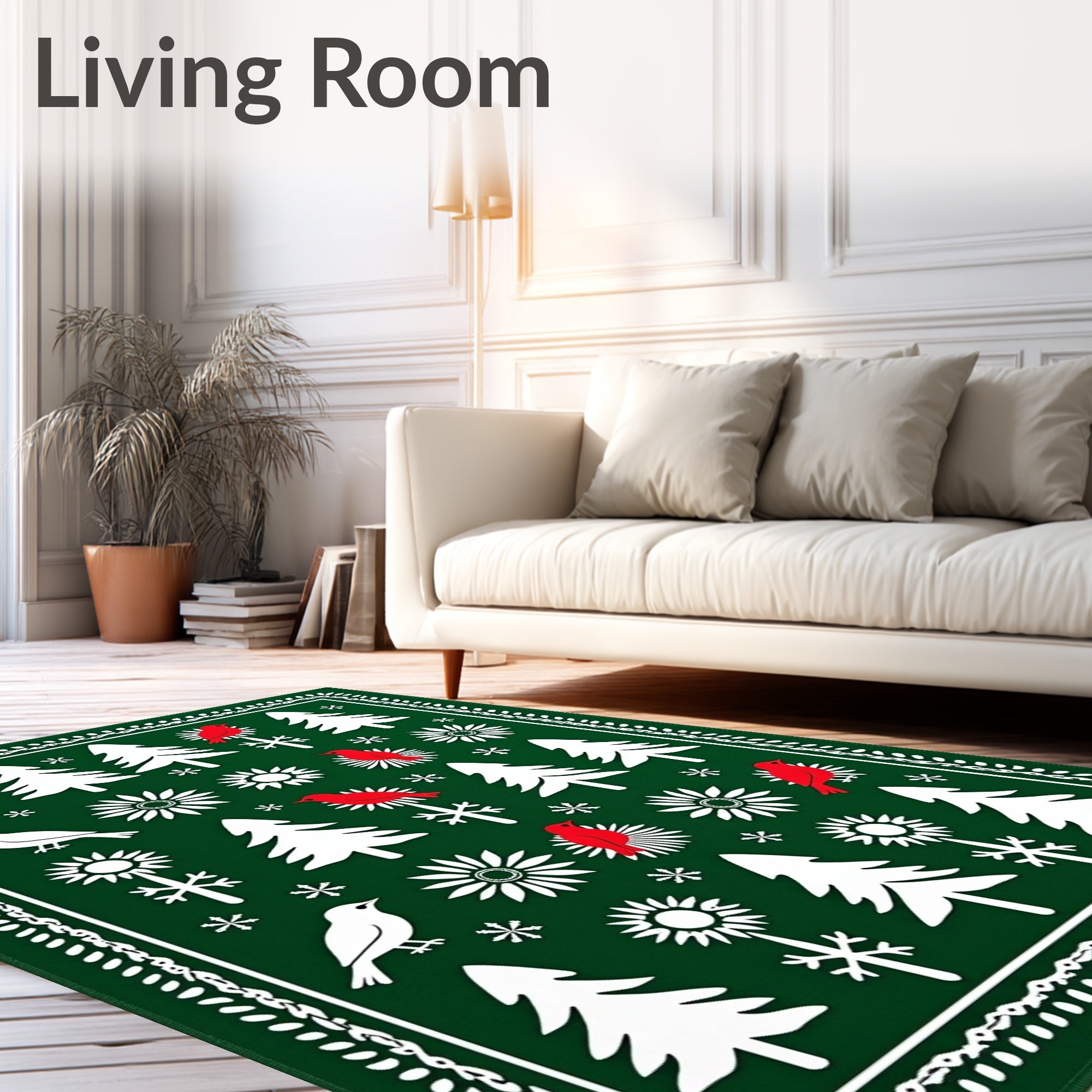 Emerald Forest Birds and Trees Rug