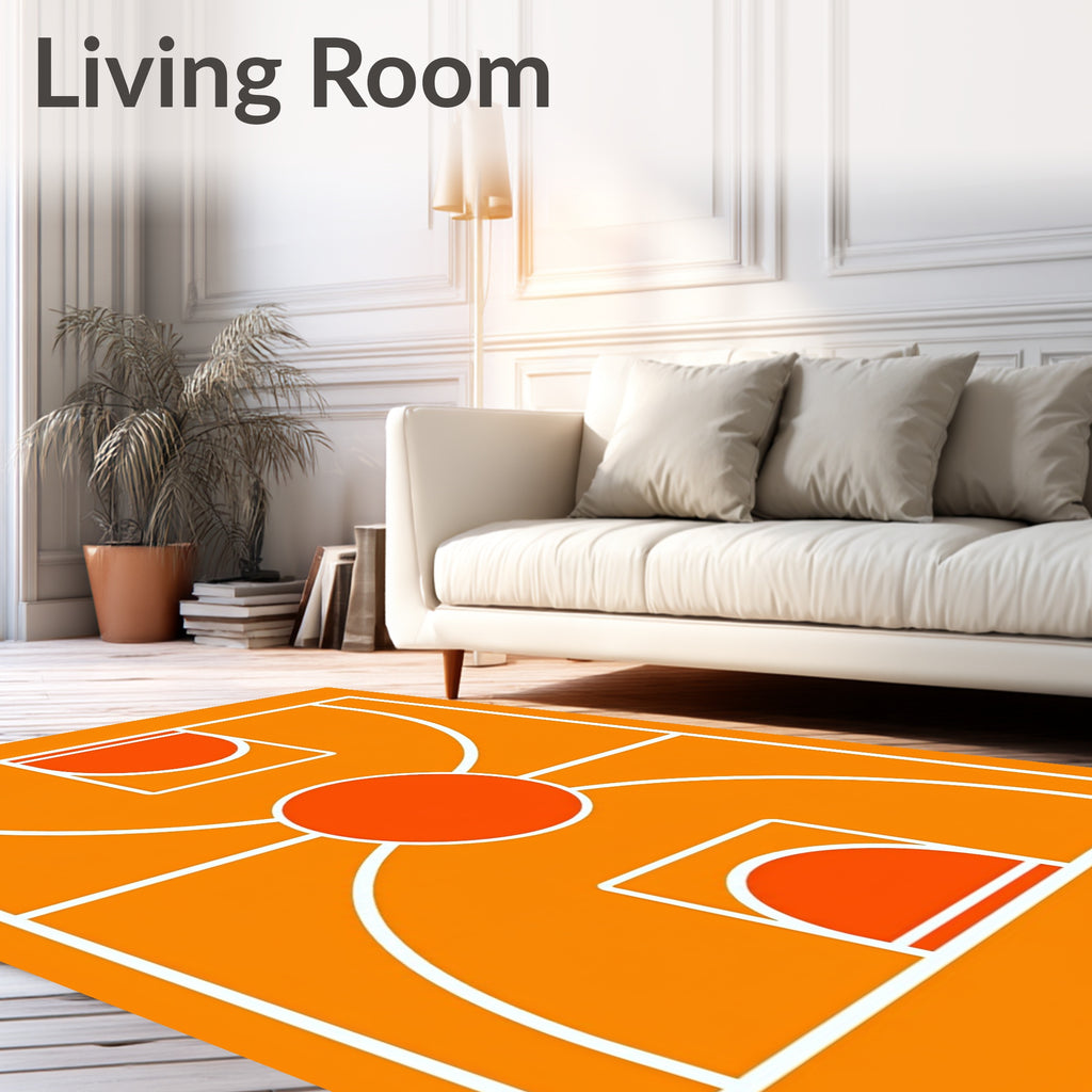 Bright Orange Court Geometric Rug