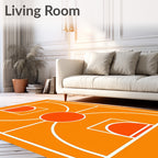 Bright Orange Court Geometric Rug